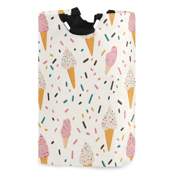 Ryvnso Cartoon Ice Cream Pattern Large Storage Basket with Handles Collapsible Organizer Bin Laundry Hamper