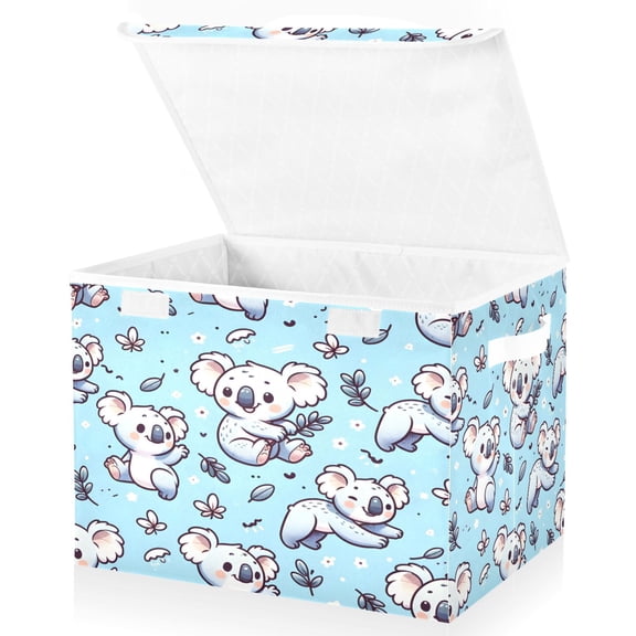 Ryvnso Cartoon Koala with Leaf Large Lidded Foldable Storage Baskets Cubes Boxes Lids Bin for Home