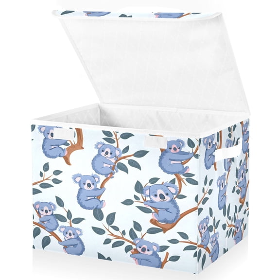 Ryvnso Cartoon Koalas Large Lidded Foldable Storage Baskets Cubes Boxes Lids Bin for Home