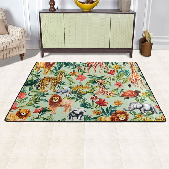 Ryvnso Cartoon Lions Animal Area Floor Mats Large Nursery Rugs Non-Slip Carpets Doormat 72" x 48"
