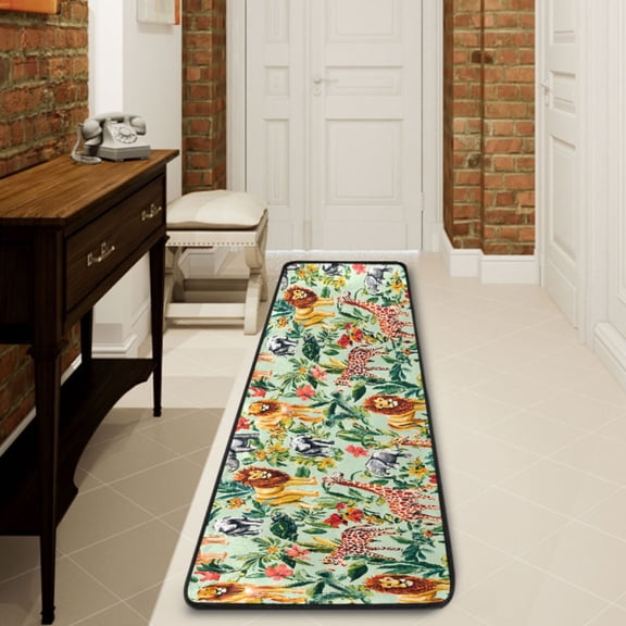 Ryvnso Cartoon Lions Animal Hallway Runner Rugs Floor Carpet Non Slip Entryway Mat 2' x 6'