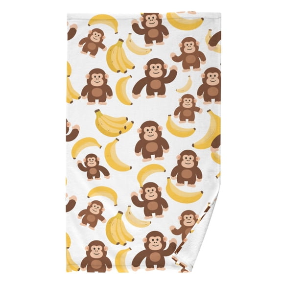 Ryvnso Cartoon Monkey Bananas Cute Pattern Cotton Hand Towel Absorbent Face Bath Towels for Beach Pool Sports
