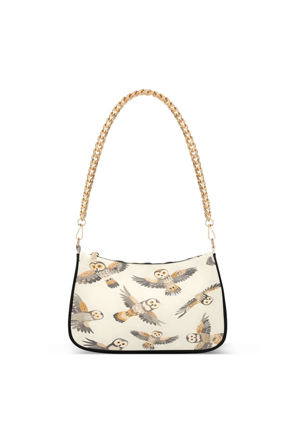 Cartoon Owls Womens Chain Shoulder Bag Tote Handbags Clutch Hobo Purse with Zipper for Travel