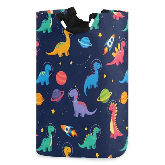 Ryvnso Cartoon Planet Dinosaur Pattern Large Storage Basket with Handles Collapsible Organizer Bin Laundry Hamper