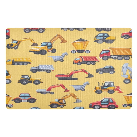 Ryvnso Cartoon Truck Cute Excavator Vehicle Door Mats Outdoor Indoor Entrance Low Profile Floor Rugs 32"x20" Carpet