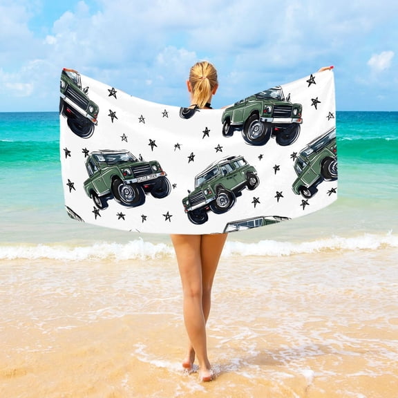 Ryvnso Cartoon Trucks Vehicle-t6 Beach Towel Quick Dry Swimming Yoga Beach Towels Large Sand Free Microfiber Towel 31"W x 71"L