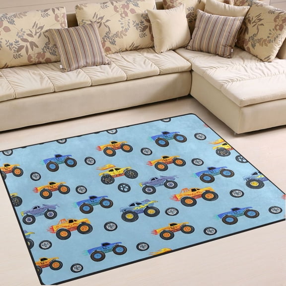 Ryvnso Cartoon Trucks Vehicle-t9 Area Rug Floor Mats Non-Slip Home Carpet 80 x 58 inch