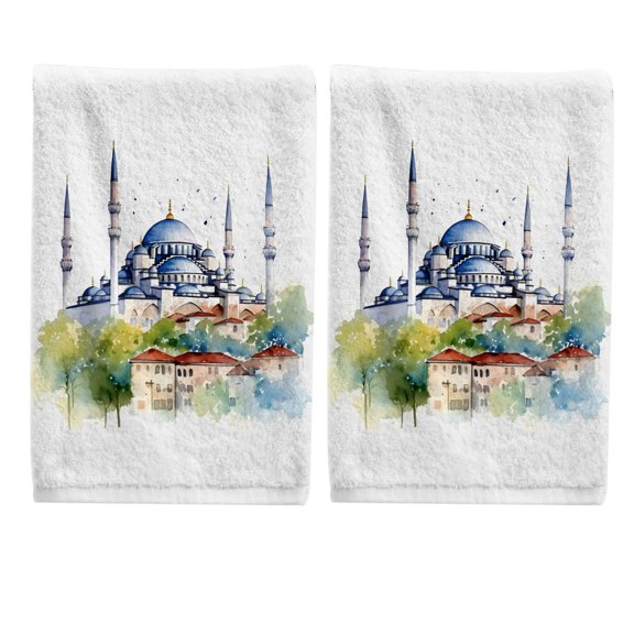Ryvnso Castles with Trees Hand Towels Set for Bathroom Cotton Face Towel Decorative 15.5x29.5 inch