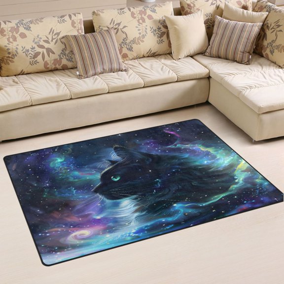 Ryvnso Cat Magic Starry Area Floor Mat Non-Slip Carpet Soft Rugs Doormats 31" x 20"