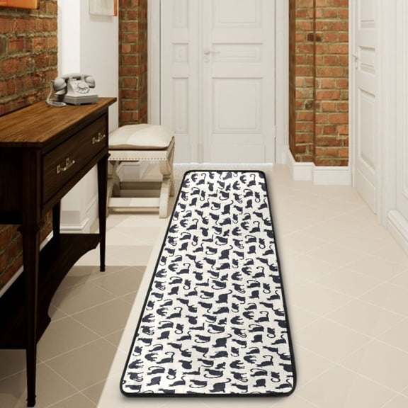 Ryvnso Cat Pattern Hallway Runner Rugs Floor Carpet Non Slip Entryway Mat 2' x 6'