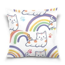 Ryvnso Cat Paw Print Rainbow Throw Pillow Covers Couch Pillowcases Decor for Bed Sofa 16" x 16"