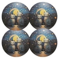 thumbnail image 1 of Ryvnso Cat Polka Dots on Nighte Round Plate Mats Dining Table Placemat Set of 4 for Holiday Decoration, 1 of 7