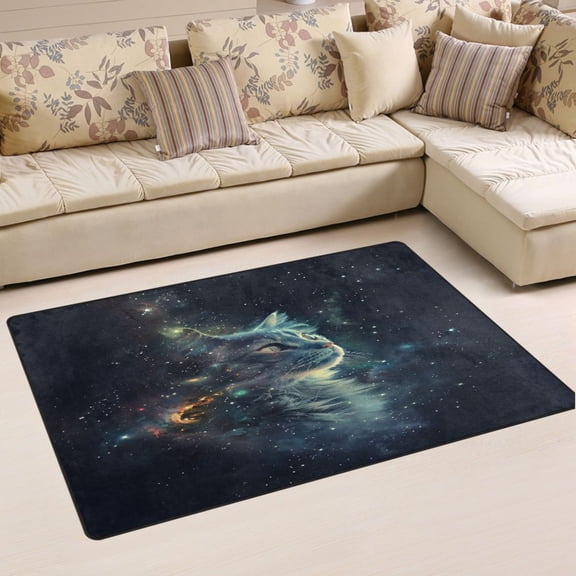 Ryvnso Cat Starry Sky Area Floor Mat Non-Slip Carpet Soft Rugs Doormats 31" x 20"