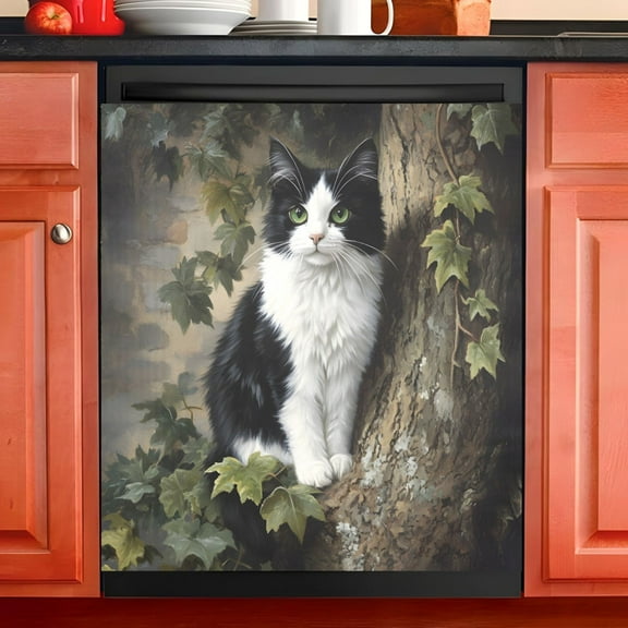 Ryvnso Cat Tree Dishwasher Magnetic Refrigerator Magnet Cover Kitchen Home Decorative 23"x26"