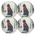 thumbnail image 1 of Ryvnso Cat and Bird in Winter Round Plate Mats Dining Table Placemat Set of 4 for Holiday Decoration, 1 of 7