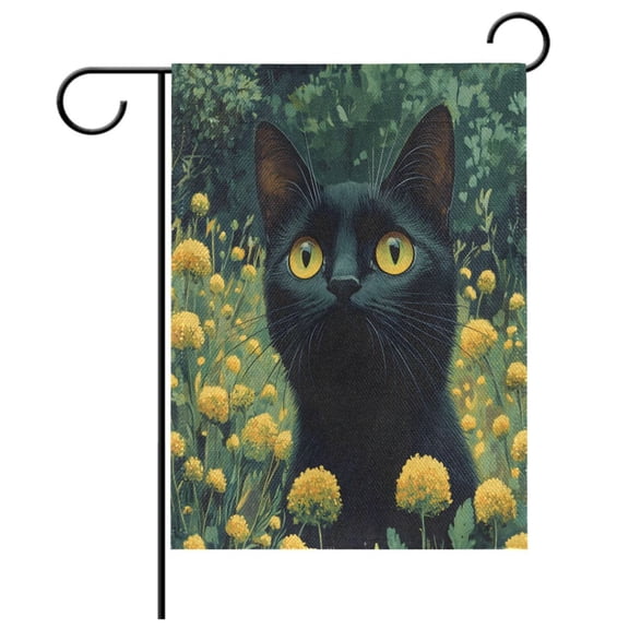 Ryvnso Cat in Flower Pattern Garden Flag 12x18 Inch Double Sided Seasonal Yard Decoration
