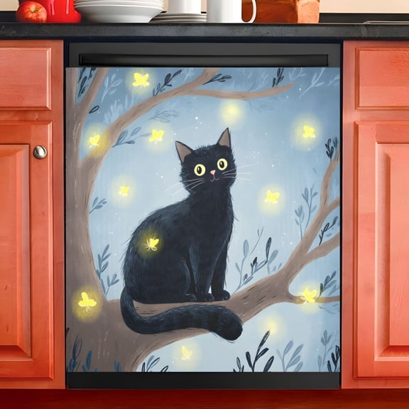 Ryvnso Cat on Tree Dishwasher Magnetic Refrigerator Magnet Cover Kitchen Home Decorative 23"x26"