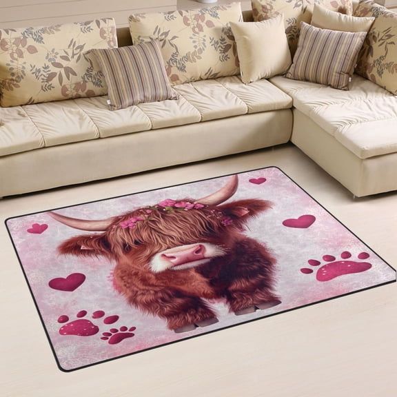 Ryvnso Cattle Footprints Area Floor Mat Non-Slip Carpet Soft Rugs Doormats 31" x 20"