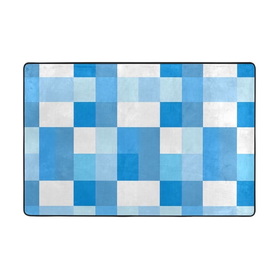 Ryvnso Checkered Blue and White Area Floor Mats Large Nursery Rugs Non-Slip Carpets Doormat 36" x 24"