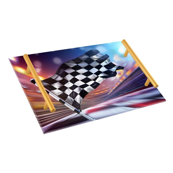 Ryvnso Checkered Flag Bathroom Tray Vanity Countertop Trays Acrylic Organizer