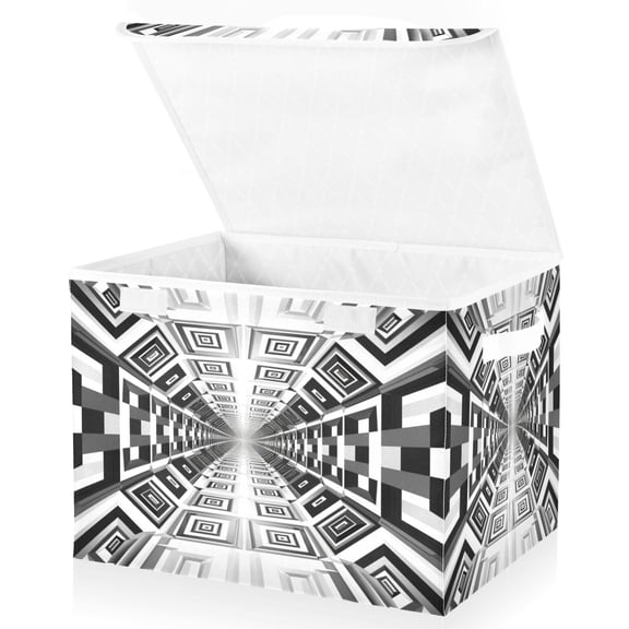 Ryvnso Checkered Funny Plaid Print Large Lidded Foldable Storage Baskets Cubes Boxes Lids Bin for Home