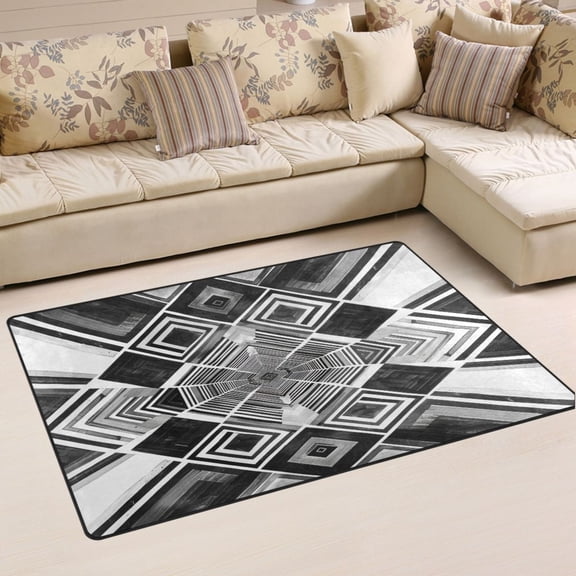 Ryvnso Checkered Geometric Plaid Pattern Area Floor Mat Non-Slip Carpet Soft Rugs Doormats 60" x 39"