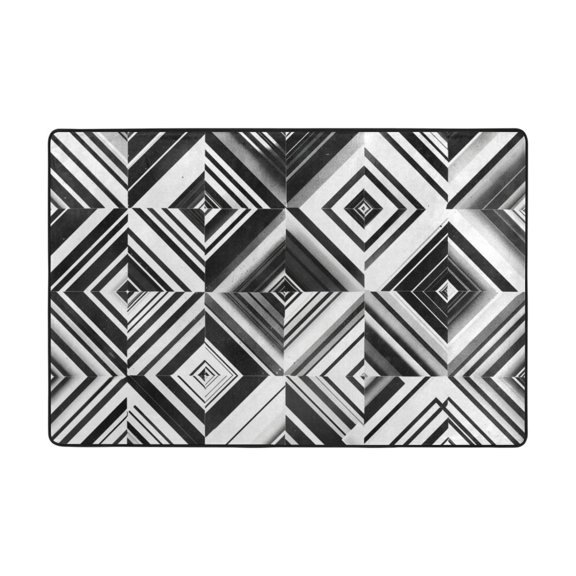 Ryvnso Checkered Geometry Pattern Area Floor Mats Large Nursery Rugs Non-Slip Carpets Doormat 36" x 24"