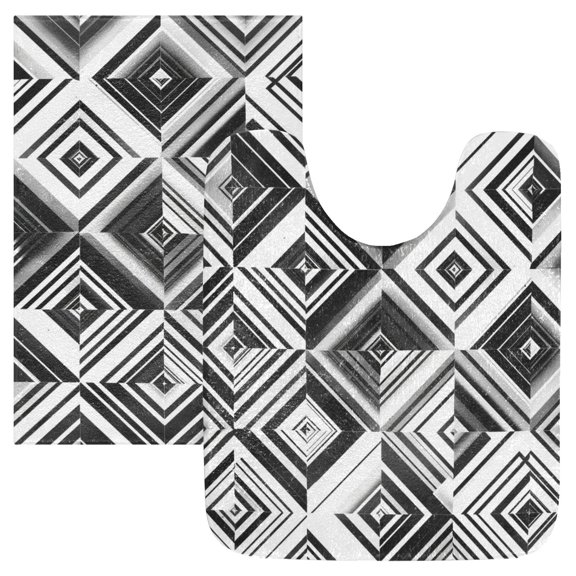 Ryvnso Checkered Geometry Pattern Bathroom Shaggy Rugs Toilet Mat Soft Contour Rug