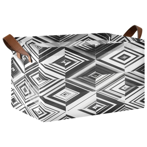 Ryvnso Checkered Geometry Pattern Storage Bins Large Basket Foldable Cube Toys Organizer with Handles 1 PC