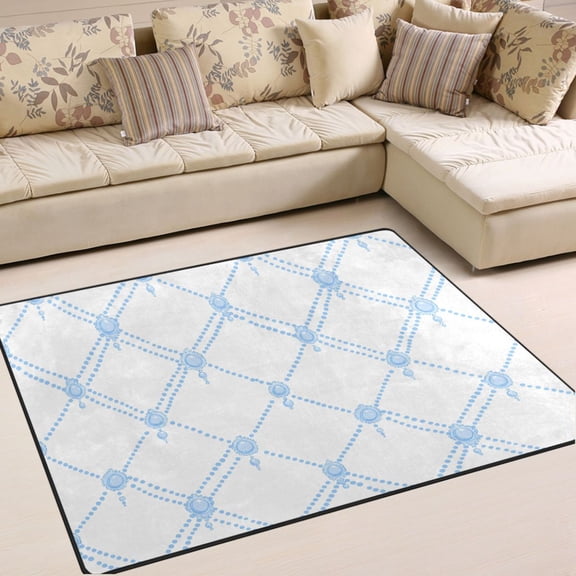 Ryvnso Checkered Grid Area Rug Floor Mats Non-Slip Home Carpet 80 x 58 inch