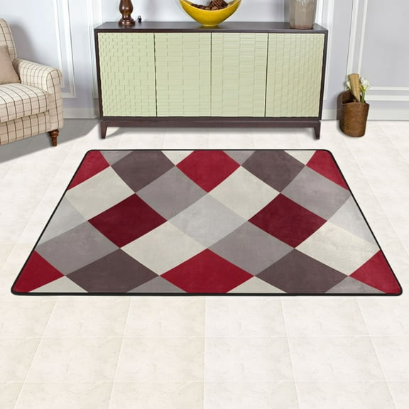 Ryvnso Checkered Grid Pattern Area Floor Mats Large Nursery Rugs Non-Slip Carpets Doormat 72" x 48"