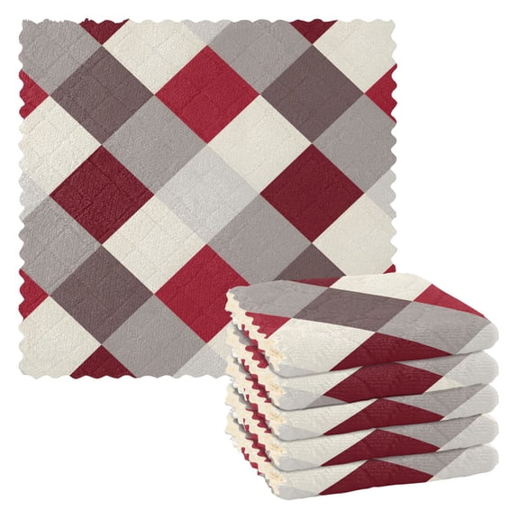 Ryvnso Checkered Grid Pattern Kitchen Towels Dish Clothes for Drying Dishes Cleaning Absorbent Set of 6