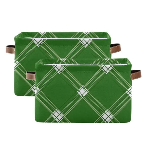 Ryvnso Checkered Grid Pattern Storage Basket Large Bin Foldable Boxes Toys Organizer 14.2x10.2x8.3in 2 PCs