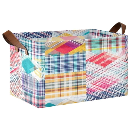 Ryvnso Checkered Grid Pattern-a1 Storage Bins Large Basket Foldable Cube Toys Organizer with Handles 1 PC