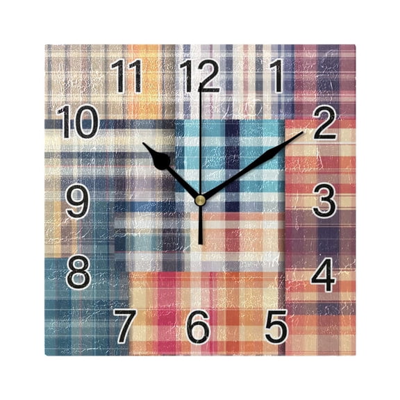 Ryvnso Checkered Grid Pattern-a2 Wall Clock Square Silent Non-Ticking Battery Operated 7.78"