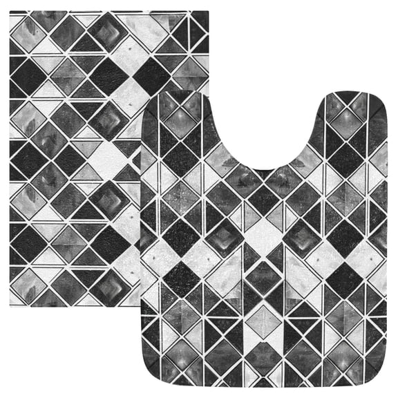 Ryvnso Checkered Grid Plaid Pattern Bathroom Shaggy Rugs Toilet Mat Soft Contour Rug
