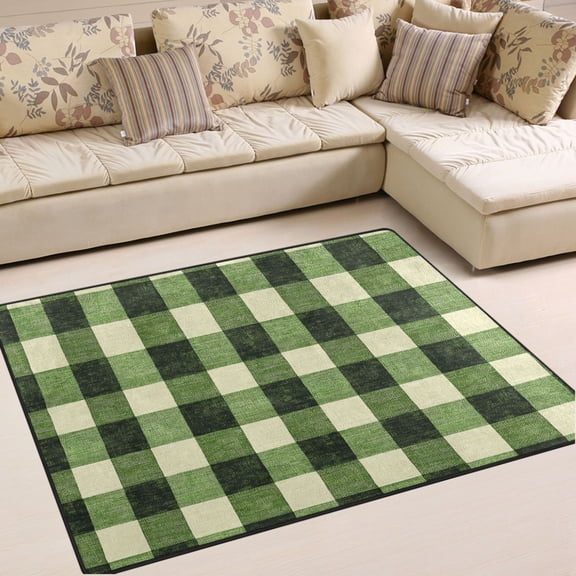 Ryvnso Checkered Grid-a2 Area Rug Floor Mats Non-Slip Home Carpet 63 x 48 inch