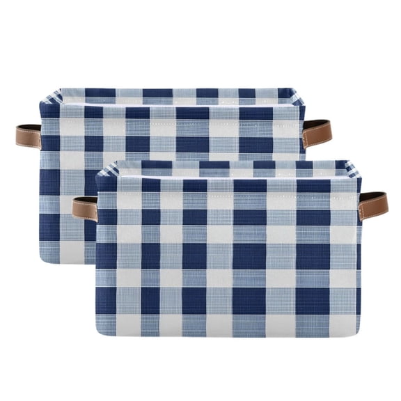 Ryvnso Checkered Grid-a3 Storage Basket Large Bin Foldable Boxes Toys Organizer 14.2x10.2x8.3in 2 PCs