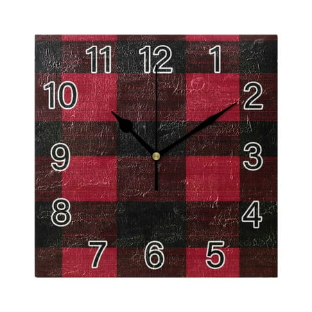 Ryvnso Checkered Grid-b3 Wall Clock Square Silent Non-Ticking Battery Operated 7.78"