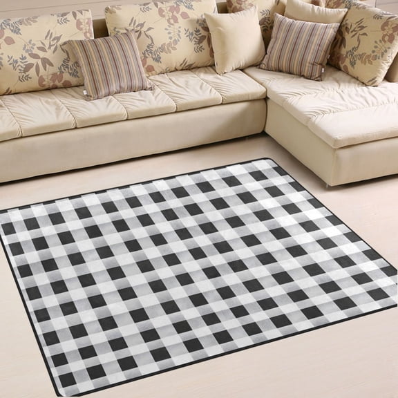 Ryvnso Checkered Grid-b6 Area Rug Floor Mats Non-Slip Home Carpet 63 x 48 inch