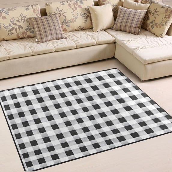Ryvnso Checkered Grid-b6 Area Rug Floor Mats Non-Slip Home Carpet 80 x 58 inch