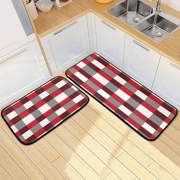 Ryvnso Checkered Grid-c2 Kitchen Rugs Set Non Slip Runner Mats for Dining Room