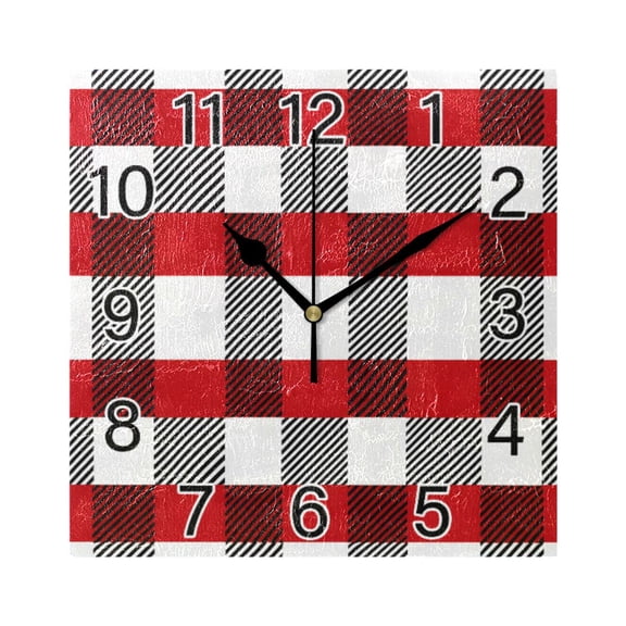Ryvnso Checkered Grid-c2 Wall Clock Square Silent Non-Ticking Battery Operated 7.78"