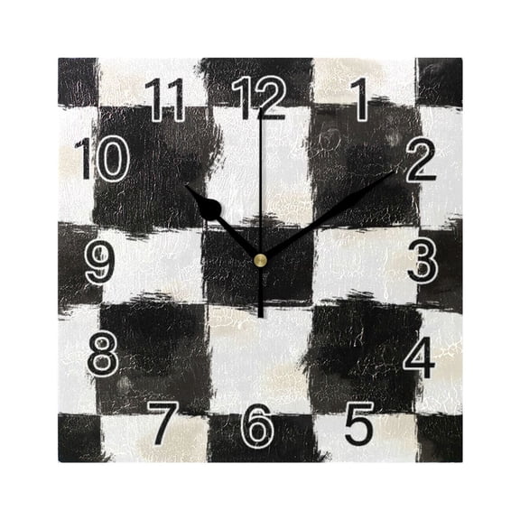 Ryvnso Checkered Grid-d1 Wall Clock Square Silent Non-Ticking Battery Operated 7.78"