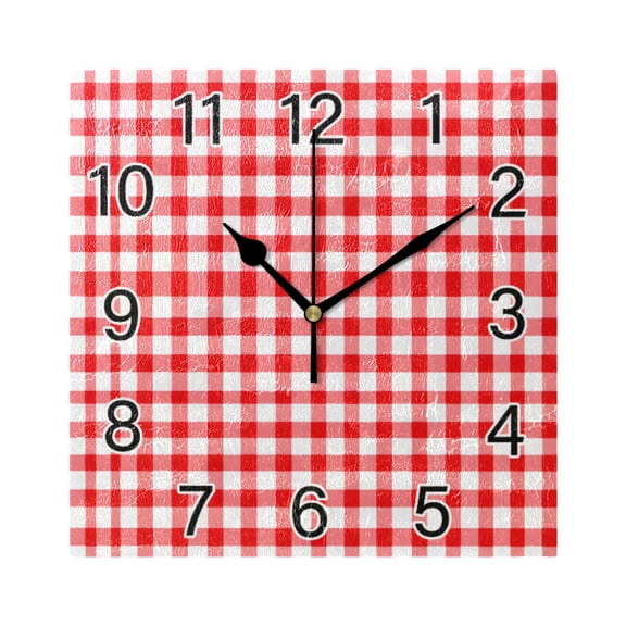 Ryvnso Checkered Grid-d3 Wall Clock Square Silent Non-Ticking Battery Operated 7.78"