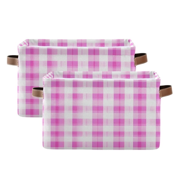 Ryvnso Checkered Grid-d8 Storage Basket Large Bin Foldable Boxes Toys Organizer 14.2x10.2x8.3in 2 PCs