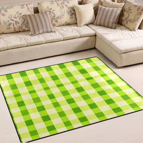 Ryvnso Checkered Grid-t1 Area Rug Floor Mats Non-Slip Home Carpet 63 x 48 inch