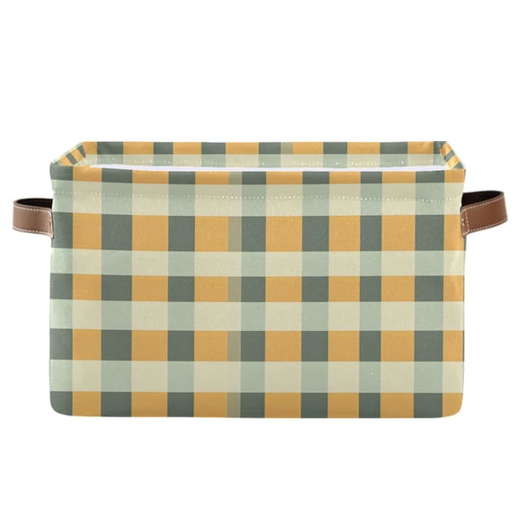 Ryvnso Checkered Grid-t2 Storage Basket Large Bin Foldable Boxes Toys Organizer 14.2x10.2x8.3in 1 PC