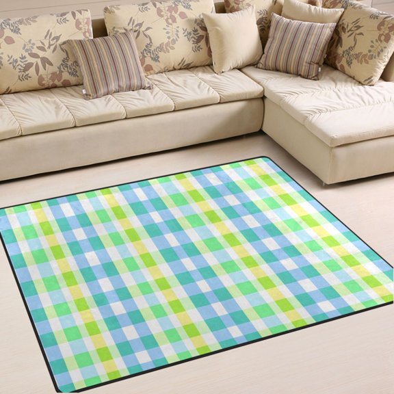 Ryvnso Checkered Grid-t5 Area Rug Floor Mats Non-Slip Home Carpet 63 x 48 inch