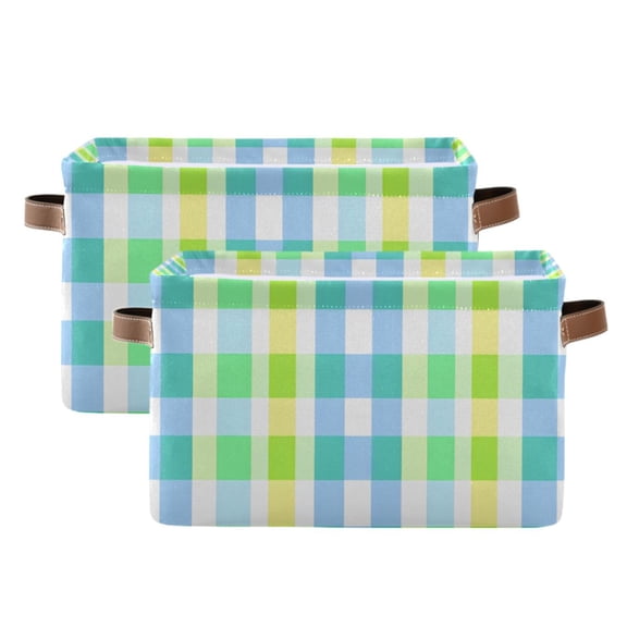 Ryvnso Checkered Grid-t5 Storage Basket Large Bin Foldable Boxes Toys Organizer 14.2x10.2x8.3in 2 PCs